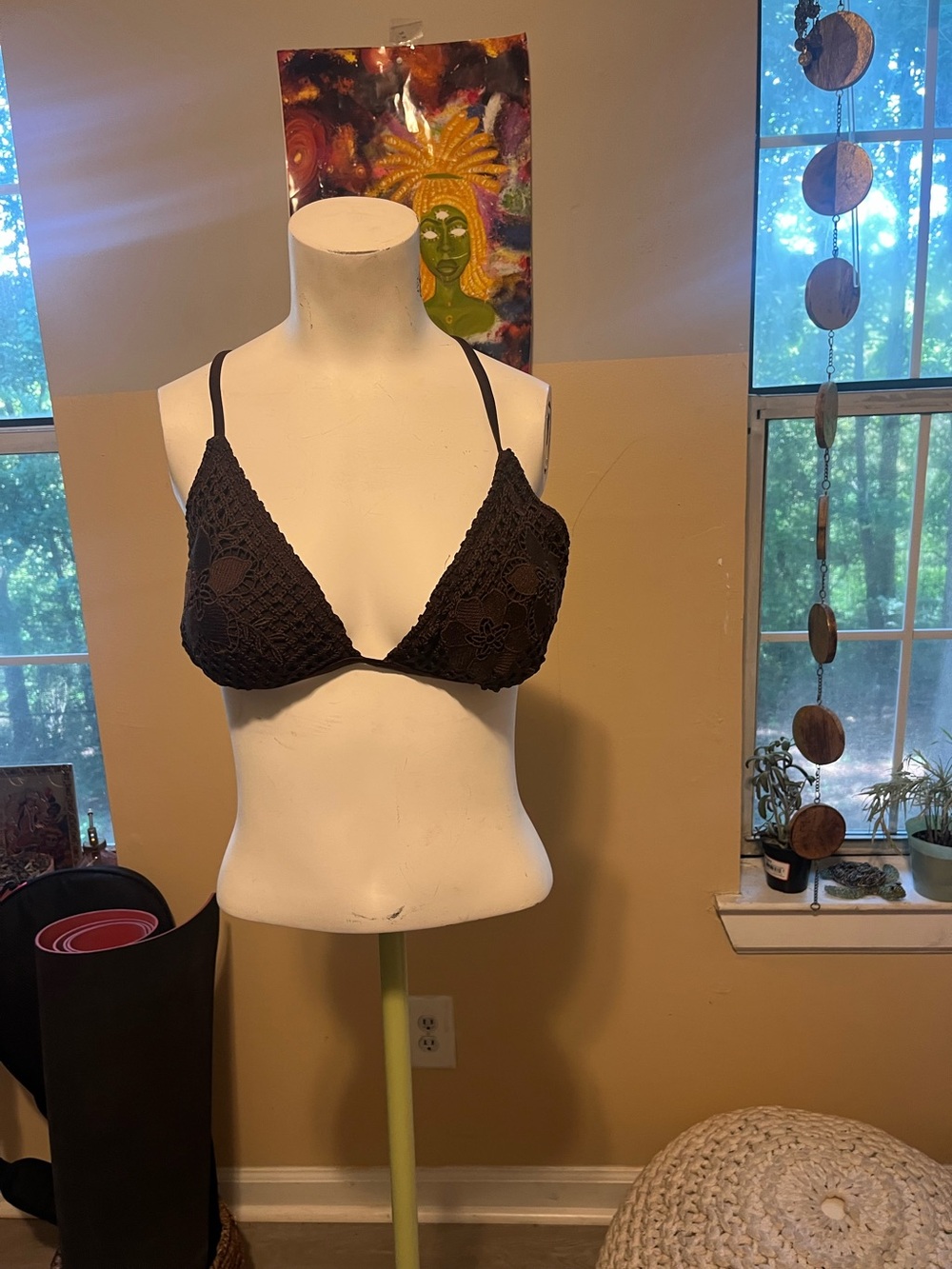No Boundaries Brown Crochet Triangle Bralette